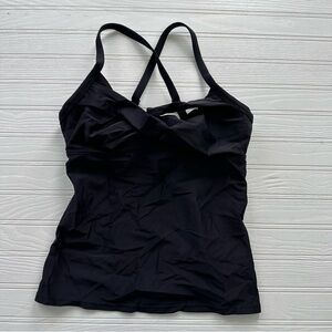 Athleta‎ cross front tankini black swim top  Size 34 B/C